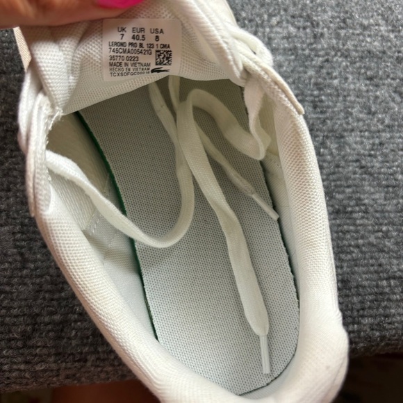 LACOSTE Men’s Gripshot Canvas Sneakers White size: 8 - Picture 6 of 10